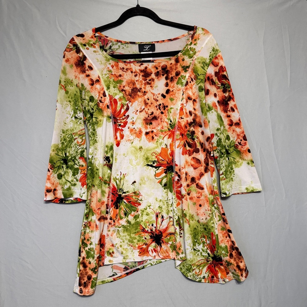 VTG Libra Womens Floral Forest Fairy Top Large Asymmetrical Goblincore Lagenlook